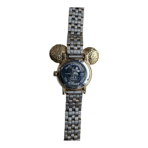VTG Disney Mickey Mouse Watch Women Gold Rhinestone Link Disney Store Box